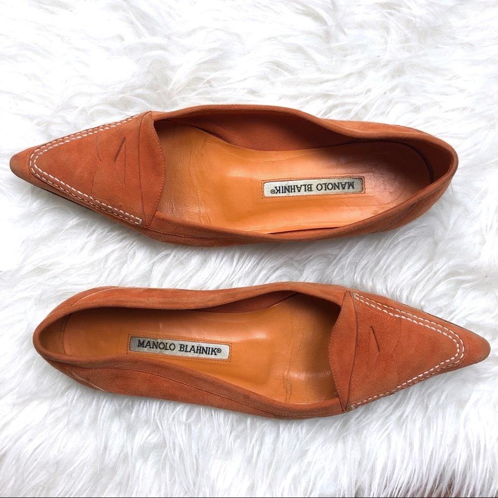 Manolo Blahnik | Suede Pointed Toe Penny Loafers